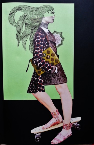 Collages intitulée "Rolling Woman" par Brigitte Mathé (MBL), Œuvre d'art originale