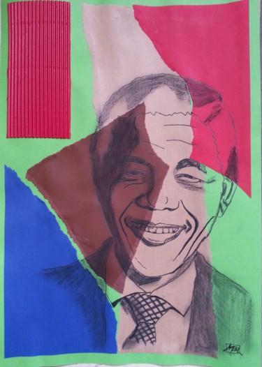 Κολάζ με τίτλο "Nelson Mandela  - 2…" από Brigitte Mathé (MBL), Αυθεντικά έργα τέχνης, Κολάζ