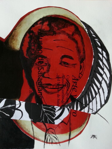 Collages titled "Nelson Mandela - 3,…" by Brigitte Mathé (MBL), Original Artwork
