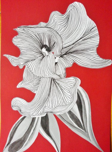 拼贴 标题为“Femme - Fleur - 2” 由Brigitte Mathé (MBL), 原创艺术品