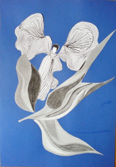 Colagens intitulada "Femme - Fleur - 3" por Brigitte Mathé (MBL), Obras de arte originais