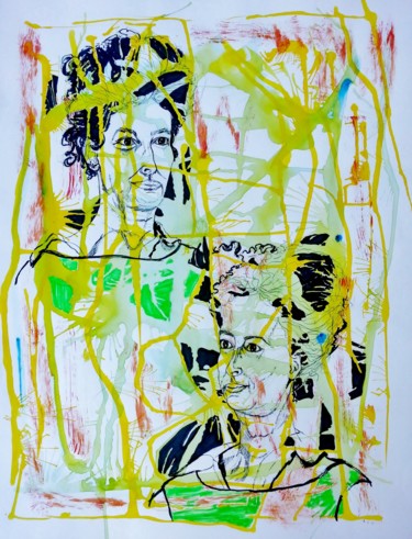 Peinture intitulée "Les profils de Caro…" par Brigitte Mathé (MBL), Œuvre d'art originale