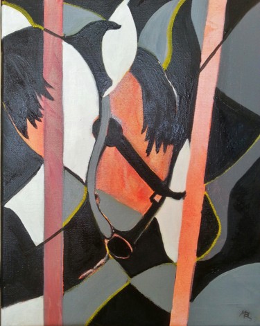 Schilderij getiteld "Animal Abstract - 2" door Brigitte Mathé (MBL), Origineel Kunstwerk, Olie