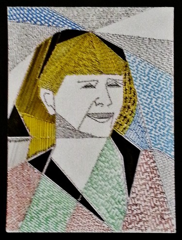 Malerei mit dem Titel "Autoportrait 1" von Brigitte Mathé (MBL), Original-Kunstwerk, Acryl