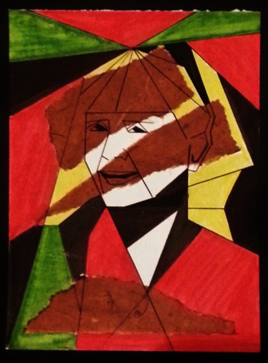 Painting titled "Autoportrait 2" by Brigitte Mathé (MBL), Original Artwork, Collages
