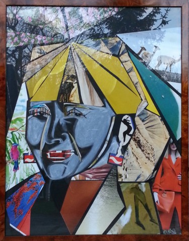 Collages titled "Autoportrait - 3" by Brigitte Mathé (MBL), Original Artwork, Collages