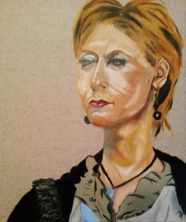 Malerei mit dem Titel "Céline en manteau "…" von Brigitte Mathé (MBL), Original-Kunstwerk, Öl