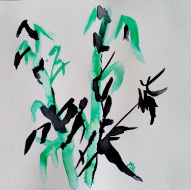 Malerei mit dem Titel "Bambous, Collection…" von Brigitte Mathé (MBL), Original-Kunstwerk, Aquarell