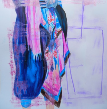 Schilderij getiteld "La robe de Céline -…" door Brigitte Mathé (MBL), Origineel Kunstwerk, Inkt