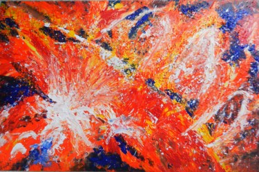 Malarstwo zatytułowany „Eruptions solaires” autorstwa Brigitte Mathé (MBL), Oryginalna praca, Akryl