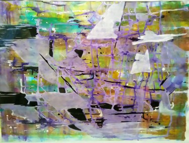Pintura intitulada "Abandon, Abstrait m…" por Brigitte Mathé (MBL), Obras de arte originais, Tinta Montado em Painel de made…