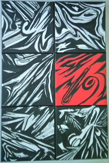 Peinture intitulée "Le rouge et le noir" par Brigitte Mathé (MBL), Œuvre d'art originale, Acrylique
