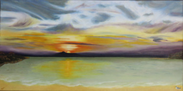 Painting titled "Sunset in Almadraba" by Brigitte Menon, Original Artwork, Oil