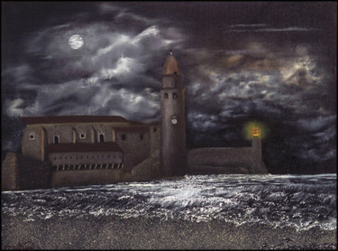 Peinture intitulée "Phare de Collioure.…" par Brigitte Menon, Œuvre d'art originale, Huile