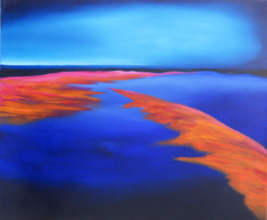 Peinture intitulée "killing the blue" par Brigitte Menon, Œuvre d'art originale, Huile