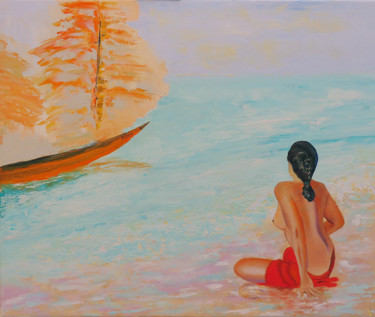 Peinture intitulée "Circé" par Brigitte Menon, Œuvre d'art originale, Huile