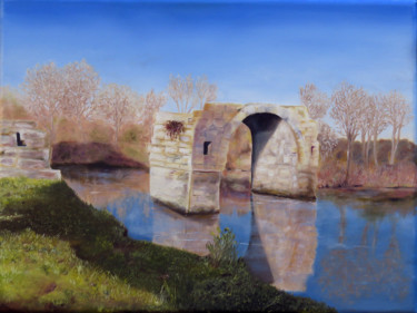 Pont Romain à Ambrussum Peinture intitulée "Pont Romain à Ambru…" par Brigitte Menon, Œuvre d'art originale, Huile