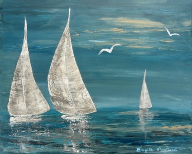 Malerei mit dem Titel "Océan" von Brigitte Mostacci, Original-Kunstwerk, Acryl
