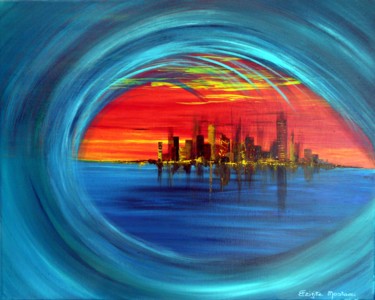 Painting titled "Wave" by Brigitte Mostacci, Original Artwork, Acrylic
