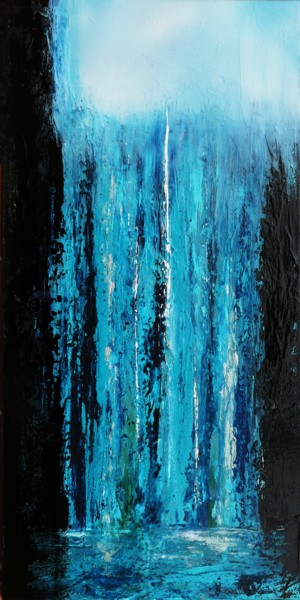 Painting titled "Waterfall 3" by Brigitte Mostacci, Original Artwork, Acrylic