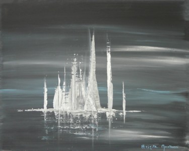 Painting titled "Voiles Blanches" by Brigitte Mostacci, Original Artwork, Acrylic