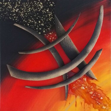 Painting titled "Redshift" by Brigitte Mostacci, Original Artwork, Acrylic Mounted on Wood Stretcher frame