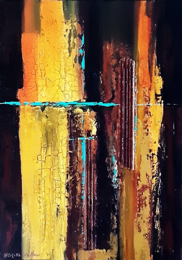 Painting titled "The Wall" by Brigitte Mostacci, Original Artwork, Acrylic Mounted on Wood Stretcher frame