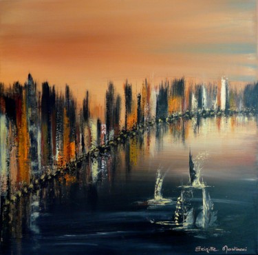 Painting titled "Skyline" by Brigitte Mostacci, Original Artwork, Acrylic