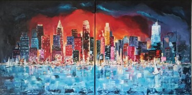 Malerei mit dem Titel "New-York" von Brigitte Nellissen (Ster), Original-Kunstwerk, Acryl