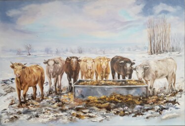 Peinture intitulée "Vaches 2" par Brigitte Nellissen (Ster), Œuvre d'art originale, Acrylique