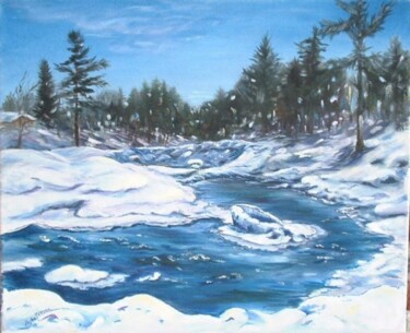 Malarstwo zatytułowany „rivière enneigée au…” autorstwa Brigitte Nellissen (Ster), Oryginalna praca, Olej