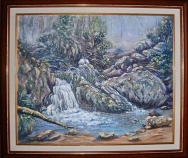 Painting titled "cascade" by Brigitte Nellissen (Ster), Original Artwork, Oil