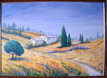 Painting titled "paysage de provence" by Brigitte Nellissen (Ster), Original Artwork