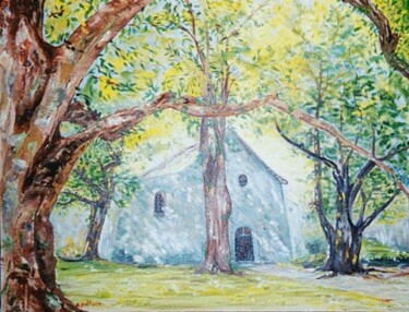 Painting titled "chapelle" by Brigitte Nellissen (Ster), Original Artwork, Oil