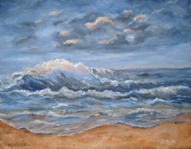 Peinture intitulée "mer agitée" par Brigitte Nellissen (Ster), Œuvre d'art originale, Huile