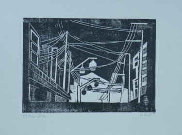 Printmaking titled "FUJIYOSHIDA" by Brigitte Neuve-Eglise (enerenroad), Original Artwork, Linocuts