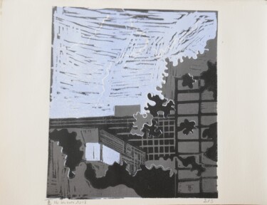 "ORAGE" başlıklı Baskıresim Brigitte Neuve-Eglise (enerenroad) tarafından, Orijinal sanat, Linocut