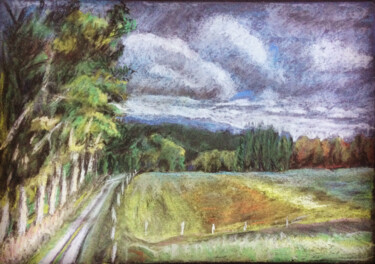 Peinture intitulée "Champ auvergne" par Brigitte Neuve-Eglise (enerenroad), Œuvre d'art originale, Pastel