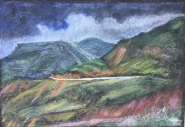 Malerei mit dem Titel "Paysage montagne" von Brigitte Neuve-Eglise (enerenroad), Original-Kunstwerk, Pastell