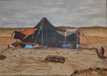 Painting titled "REFUGE BEDOUIN" by Brigitte Pace, Original Artwork, Acrylic