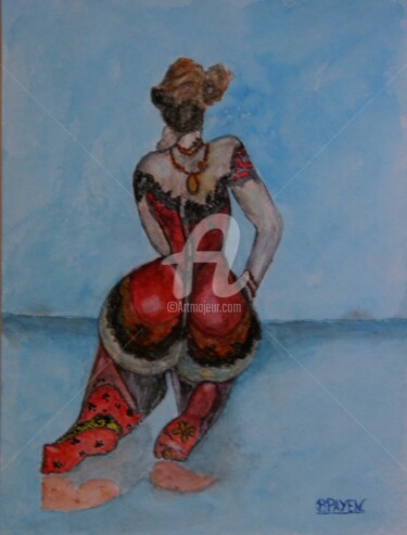 Peinture intitulée "JOSEPHA" par Brigitte Payen (B.PAYEN), Œuvre d'art originale, Aquarelle Monté sur Verre
