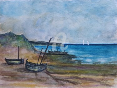 Painting titled "La cote d' Opale" by Brigitte Payen (B.PAYEN), Original Artwork, Watercolor