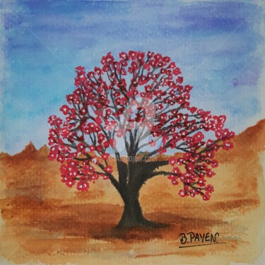 Painting titled "Arbre du désert en…" by Brigitte Payen (B.PAYEN), Original Artwork, Watercolor