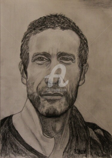 Drawing titled "TONY" by Brigitte Payen (B.PAYEN), Original Artwork, Graphite Mounted on Glass