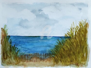 Desenho intitulada "La côte d'Opale" por Brigitte Payen (B.PAYEN), Obras de arte originais, Aquarela