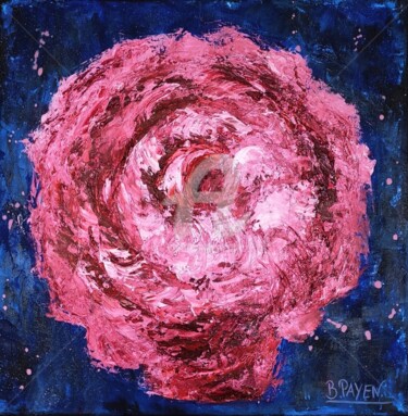 Painting titled "ROSE AU COUTEAU" by Brigitte Payen (B.PAYEN), Original Artwork, Oil