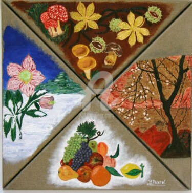 Peinture intitulée "Quatre saisons" par Brigitte Payen (B.PAYEN), Œuvre d'art originale, Huile