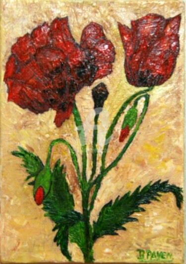 Painting titled "coquelicots" by Brigitte Payen (B.PAYEN), Original Artwork, Oil