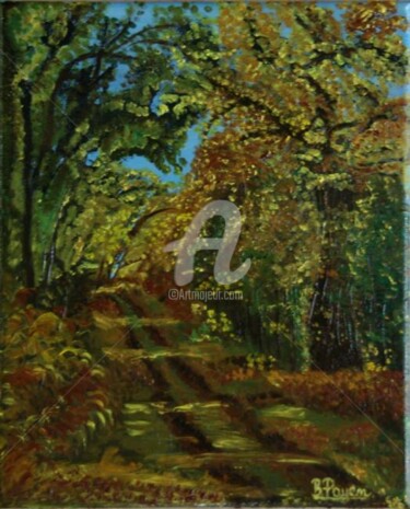 Painting titled "SOUS BOIS EN AUTOMNE" by Brigitte Payen (B.PAYEN), Original Artwork, Oil