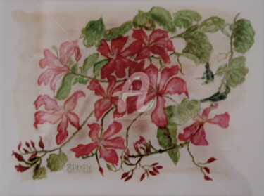 Painting titled "GERANIUM ROI DES BA…" by Brigitte Payen (B.PAYEN), Original Artwork, Watercolor